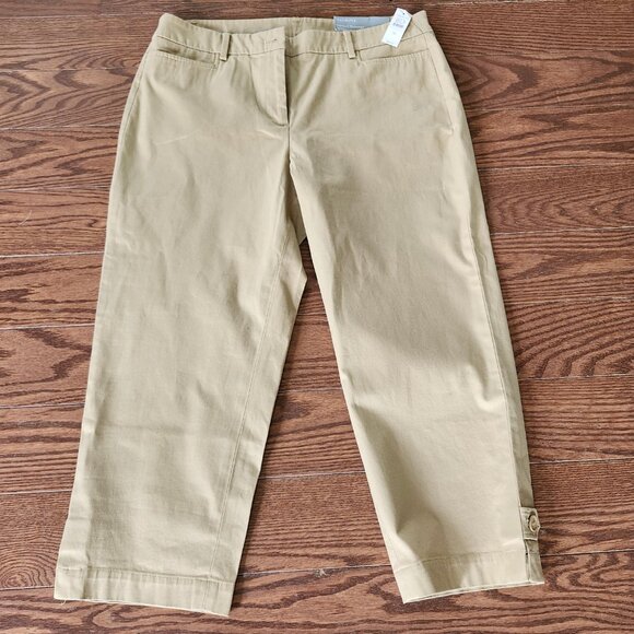 NWT Talbots Perfect Skimmer Slim Leg Pedal Pusher Pants Size 10 in Tan cotton - Picture 3 of 14